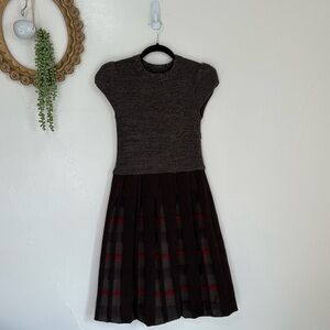 Tocca Brown and Red Plaid Dress